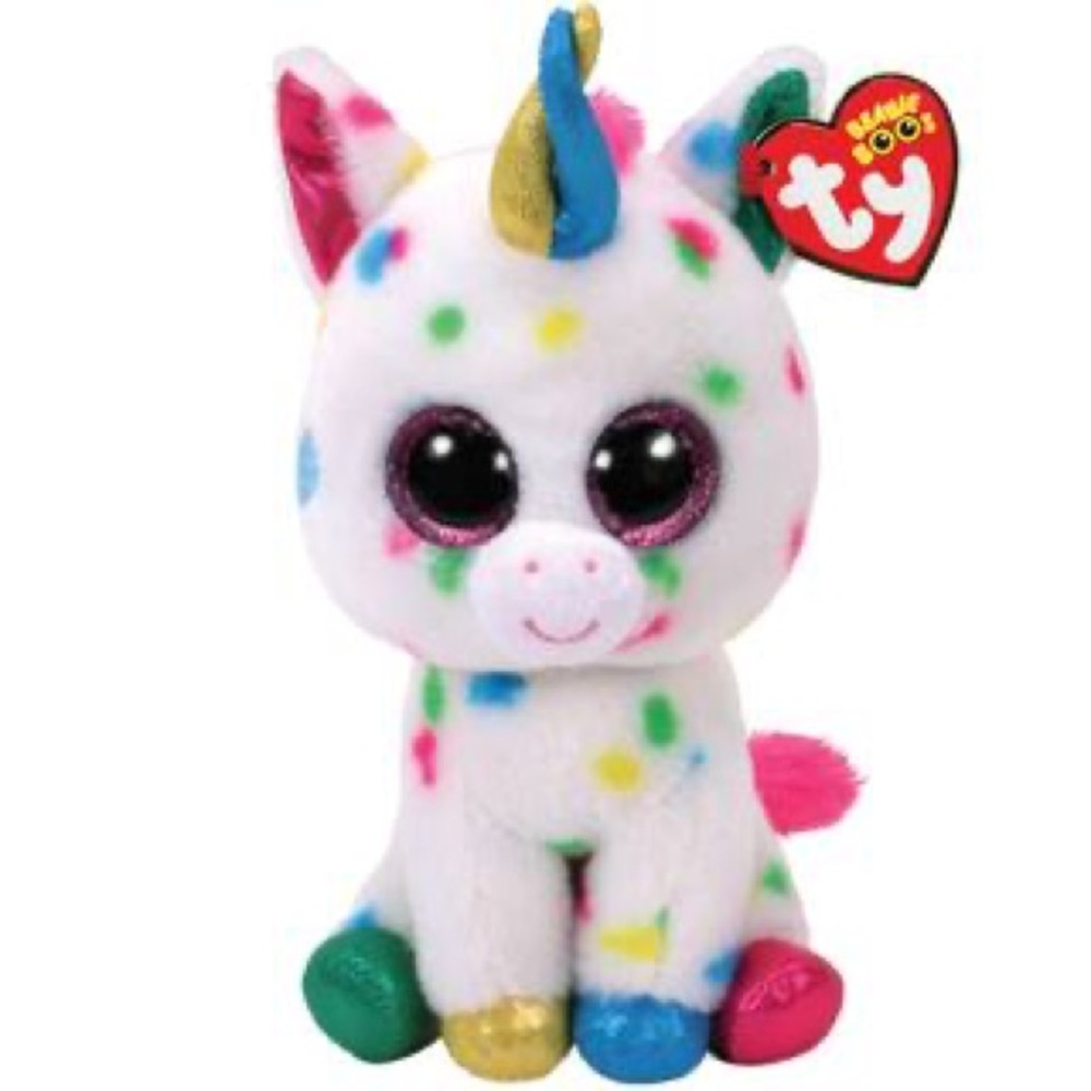 NEW TY Beanie Boo Harmonie Polka Dot Unicorn Small Plush